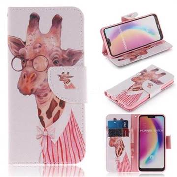 Pink Giraffe PU Leather Wallet Case for Huawei P20 Lite