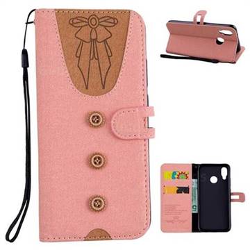 Ladies Bow Clothes Pattern Leather Wallet Phone Case for Huawei P20 Lite - Pink