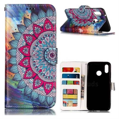 Mandala Flower 3D Relief Oil PU Leather Wallet Case for Huawei P20 Lite