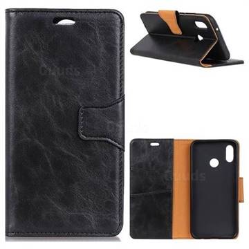 MURREN Luxury Crazy Horse PU Leather Wallet Phone Case for Huawei P20 Lite - Black