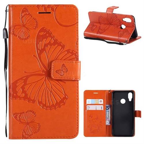 Embossing 3D Butterfly Leather Wallet Case for Huawei P20 Lite - Orange