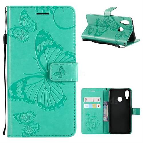 Embossing 3D Butterfly Leather Wallet Case for Huawei P20 Lite - Green