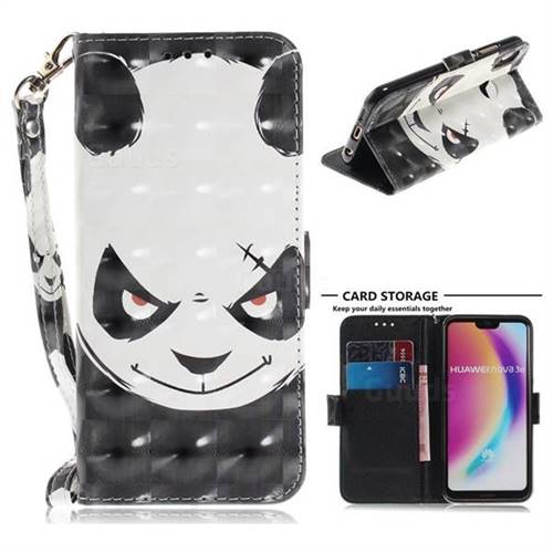 Angry Bear 3D Painted Leather Wallet Phone Case for Huawei P20 Lite