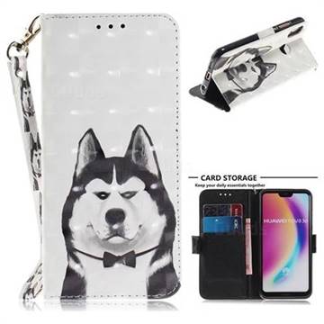 Husky Dog 3D Painted Leather Wallet Phone Case for Huawei P20 Lite