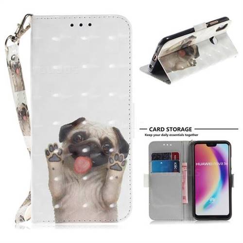 Pug Dog 3D Painted Leather Wallet Phone Case for Huawei P20 Lite