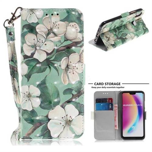 Watercolor Flower 3D Painted Leather Wallet Phone Case for Huawei P20 Lite
