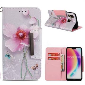 Pearl Flower Big Metal Buckle PU Leather Wallet Phone Case for Huawei P20 Lite
