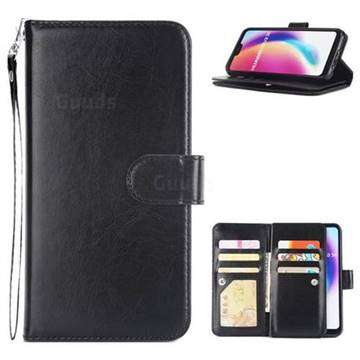 9 Card Photo Frame Smooth PU Leather Wallet Phone Case for Huawei P20 Lite - Black