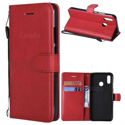 Retro Greek Classic Smooth PU Leather Wallet Phone Case for Huawei P20 Lite - Red