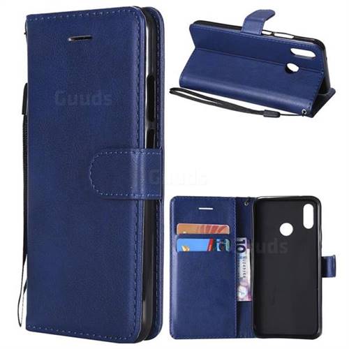 Retro Greek Classic Smooth PU Leather Wallet Phone Case for Huawei P20 Lite - Blue
