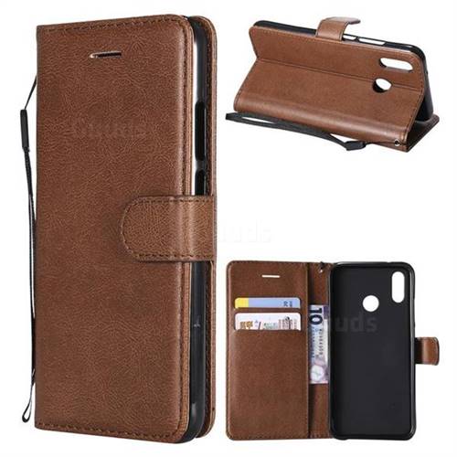 Retro Greek Classic Smooth PU Leather Wallet Phone Case for Huawei P20 Lite - Brown