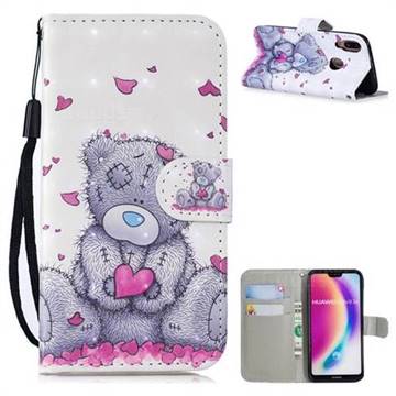 Love Panda 3D Painted Leather Wallet Phone Case for Huawei P20 Lite