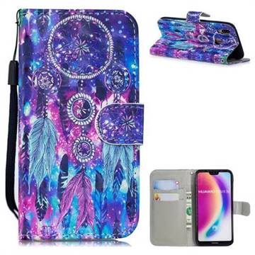 Star Wind Chimes 3D Painted Leather Wallet Phone Case for Huawei P20 Lite