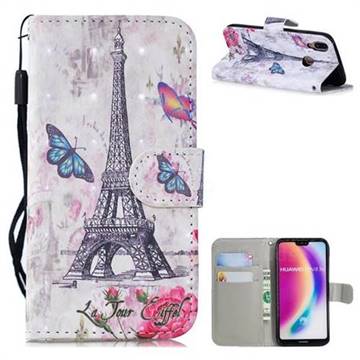 Paris Tower 3D Painted Leather Wallet Phone Case for Huawei P20 Lite