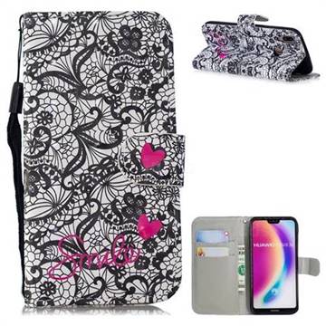 Lace Flower 3D Painted Leather Wallet Phone Case for Huawei P20 Lite