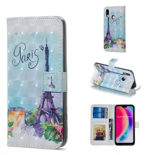 Paris Tower 3D Painted Leather Phone Wallet Case for Huawei P20 Lite