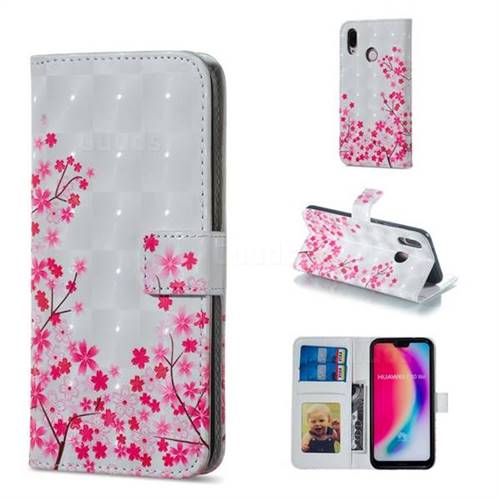 Cherry Blossom 3D Painted Leather Phone Wallet Case for Huawei P20 Lite