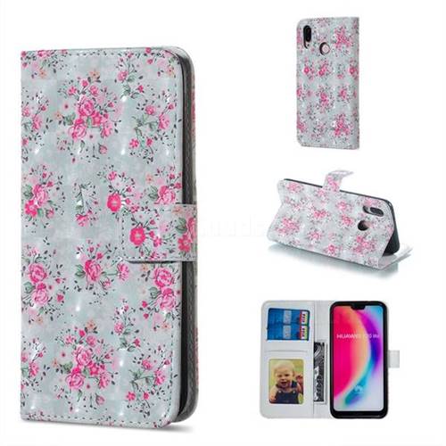 Roses Flower 3D Painted Leather Phone Wallet Case for Huawei P20 Lite