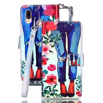 Jeans Flower Blue Ray Light PU Leather Wallet Case for Huawei P20 Lite
