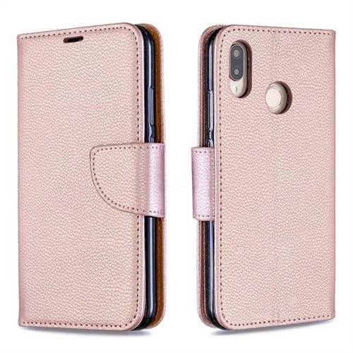 Classic Luxury Litchi Leather Phone Wallet Case for Huawei P20 Lite - Golden