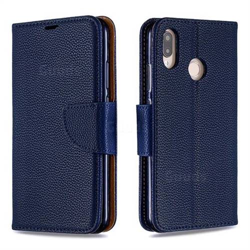 Classic Luxury Litchi Leather Phone Wallet Case for Huawei P20 Lite - Blue