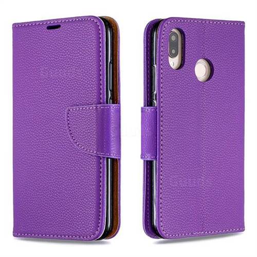 Classic Luxury Litchi Leather Phone Wallet Case for Huawei P20 Lite - Purple