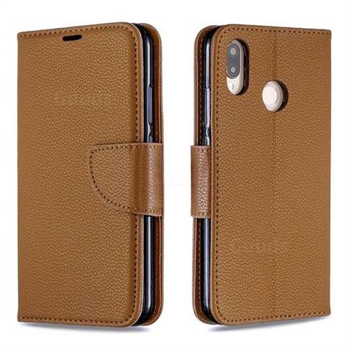Classic Luxury Litchi Leather Phone Wallet Case for Huawei P20 Lite - Brown