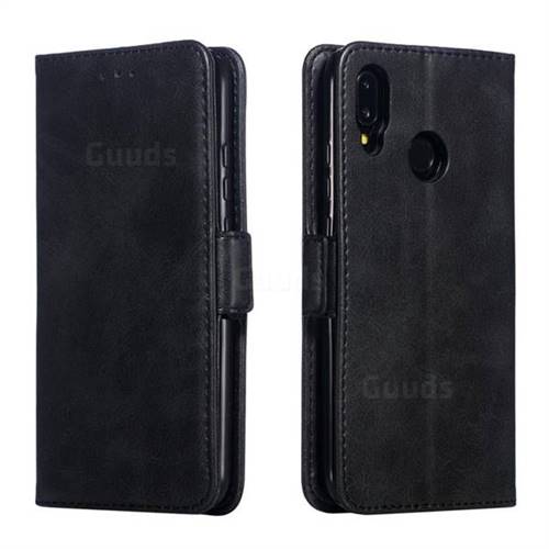 Retro Classic Calf Pattern Leather Wallet Phone Case for Huawei P20 Lite - Black