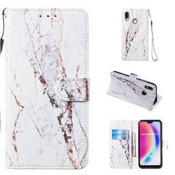 White Marble Smooth Leather Phone Wallet Case for Huawei P20 Lite