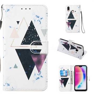 Triangle Marble Smooth Leather Phone Wallet Case for Huawei P20 Lite