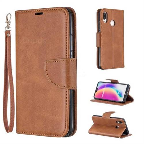 Classic Sheepskin PU Leather Phone Wallet Case for Huawei P20 Lite - Brown