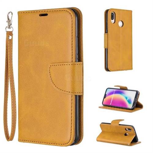 Classic Sheepskin PU Leather Phone Wallet Case for Huawei P20 Lite - Yellow
