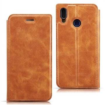 Ultra Slim Retro Simple Magnetic Sucking Leather Flip Cover for Huawei P20 Lite - Brown