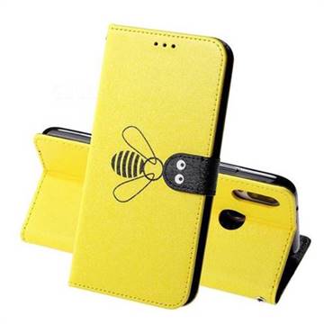Silk Texture Bee Pattern Leather Phone Case for Huawei P20 Lite - Yellow