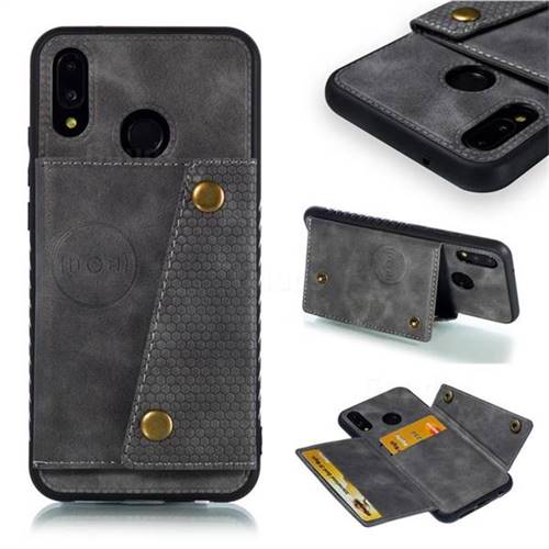 Retro Multifunction Card Slots Stand Leather Coated Phone Back Cover for Huawei P20 Lite - Gray