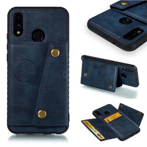 Retro Multifunction Card Slots Stand Leather Coated Phone Back Cover for Huawei P20 Lite - Blue