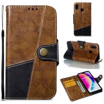 Retro Magnetic Stitching Wallet Flip Cover for Huawei P20 Lite - Brown