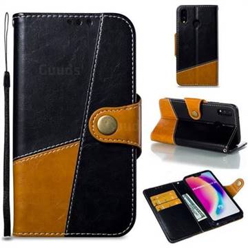 Retro Magnetic Stitching Wallet Flip Cover for Huawei P20 Lite - Black