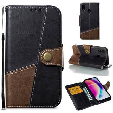 Retro Magnetic Stitching Wallet Flip Cover for Huawei P20 Lite - Dark Gray