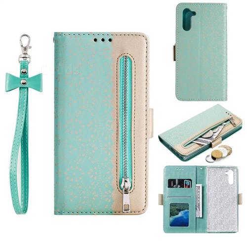 Luxury Lace Zipper Stitching Leather Phone Wallet Case for Huawei P20 Lite - Green
