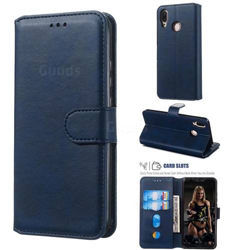 Retro Calf Matte Leather Wallet Phone Case for Huawei P20 Lite - Blue
