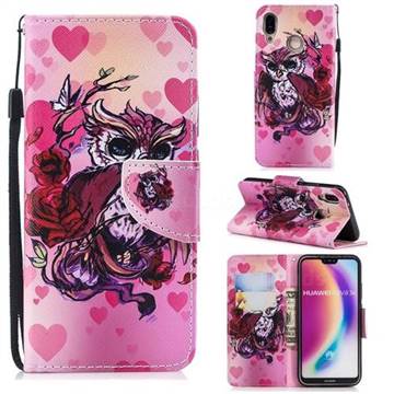 Heart Owl Leather Wallet Case for Huawei P20 Lite