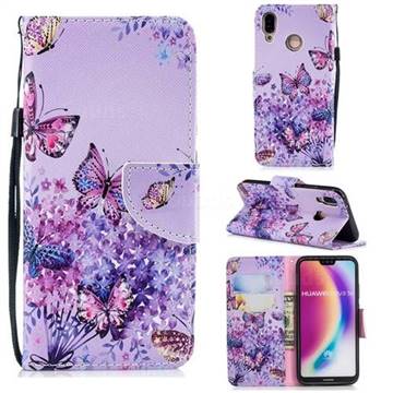 Color Butterfly Leather Wallet Case for Huawei P20 Lite
