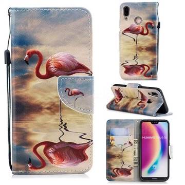 Reflection Flamingo Leather Wallet Case for Huawei P20 Lite
