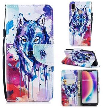 Watercolor Wolf Leather Wallet Case for Huawei P20 Lite