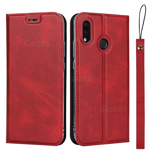 Calf Pattern Magnetic Automatic Suction Leather Wallet Case for Huawei P20 Lite - Red
