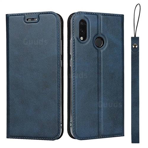 Calf Pattern Magnetic Automatic Suction Leather Wallet Case for Huawei P20 Lite - Blue