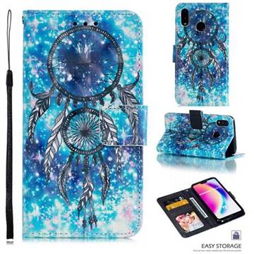 Blue Wind Chime 3D Painted Leather Phone Wallet Case for Huawei P20 Lite