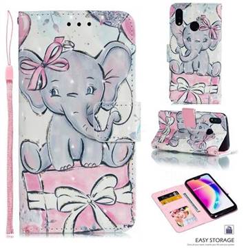 Bow Elephant 3D Painted Leather Phone Wallet Case for Huawei P20 Lite