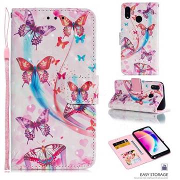 Ribbon Flying Butterfly 3D Painted Leather Phone Wallet Case for Huawei P20 Lite